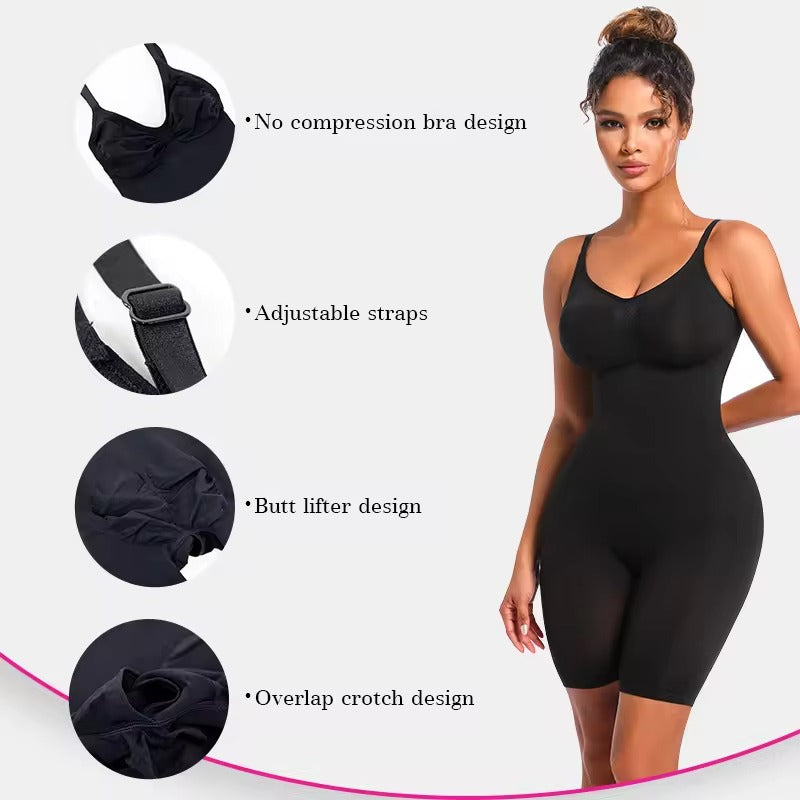 HONI Curve Enhancer Mid Thigh Body Suit Black