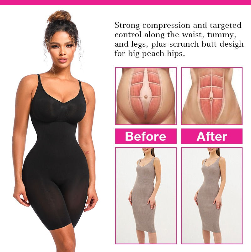 HONI Curve Enhancer Mid Thigh Body Suit Black