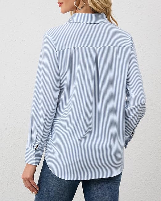 RAYA Stripe Shirt Long Sleeve Light Blue