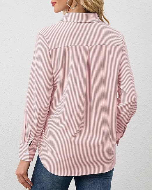 RAYA Stripe Shirt Long Sleeve Pink