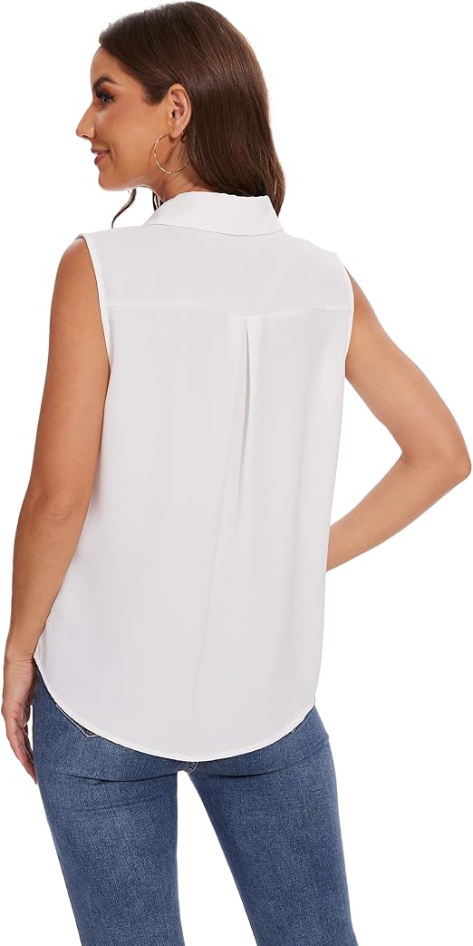 Whitley Sleeveless Shirt White