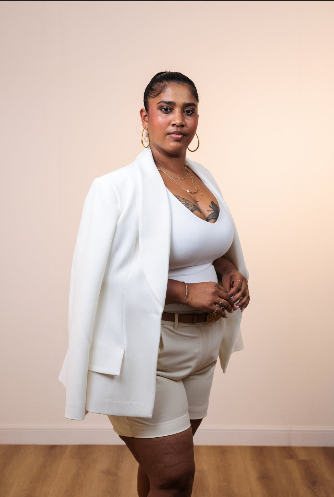 Bella Buttery V Neck Short Sleeve White