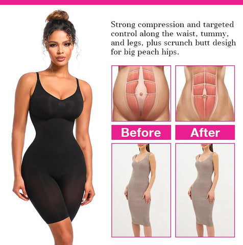 HONI Curve Enhancer Mid Thigh Body Suit Black
