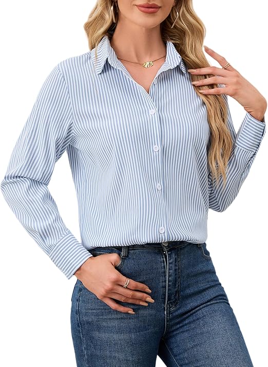 RAYA Stripe Shirt Long Sleeve Light Blue