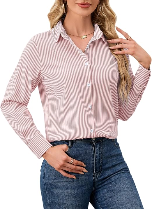 RAYA Stripe Shirt Long Sleeve Pink