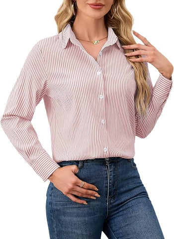 RAYA Stripe Shirt Long Sleeve Pink