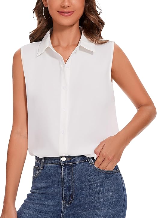 Whitley Sleeveless Shirt White