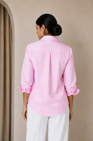 Rayna Long Sleeve Stripe Shirt Pink