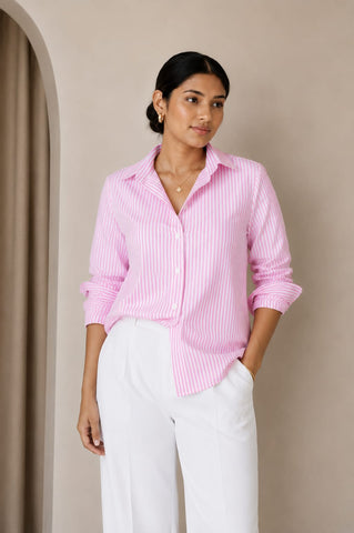 Rayna Long Sleeve Stripe Shirt Pink