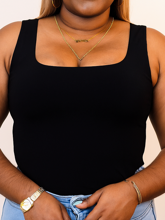 Erin Sleeveless Square Neck Basiks Black