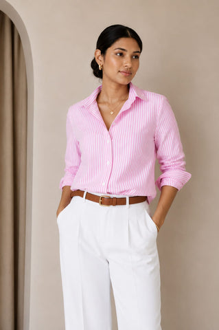 Rayna Long Sleeve Stripe Shirt Pink