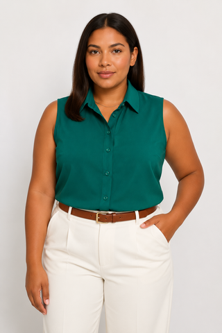 Whitley Sleeveless Shirt Emerald Green