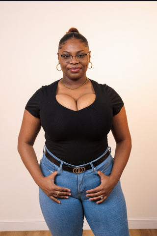 Bella Buttery V Neck Short Sleeve Black