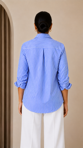 Rayna Long Sleeve Stripe Shirt Navy Blue