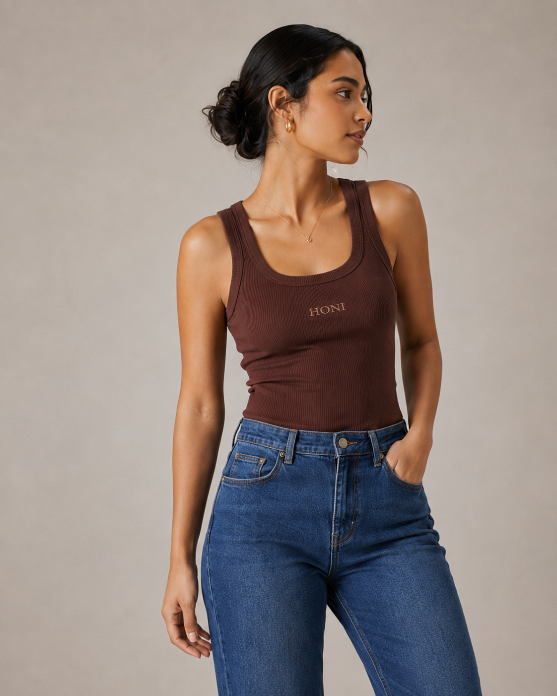 HONI Logo Tank Top Brown