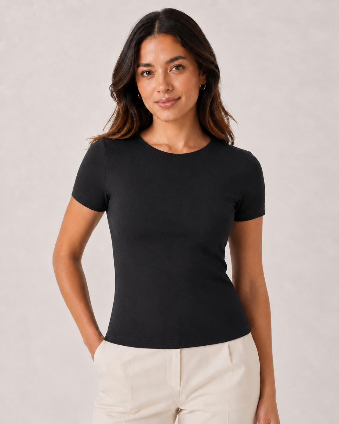 Bexley Buttery Round Neck Short Sleeve Black