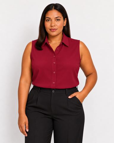 Whitley Sleeveless Shirt Wine Red