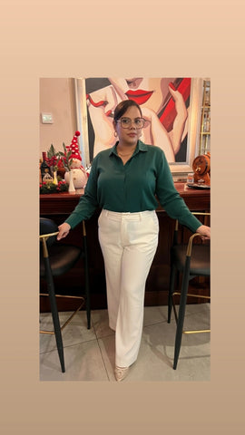 Eloise Long Sleeve Shirt Emerald Green