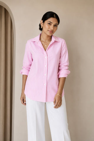Rayna Long Sleeve Stripe Shirt Pink