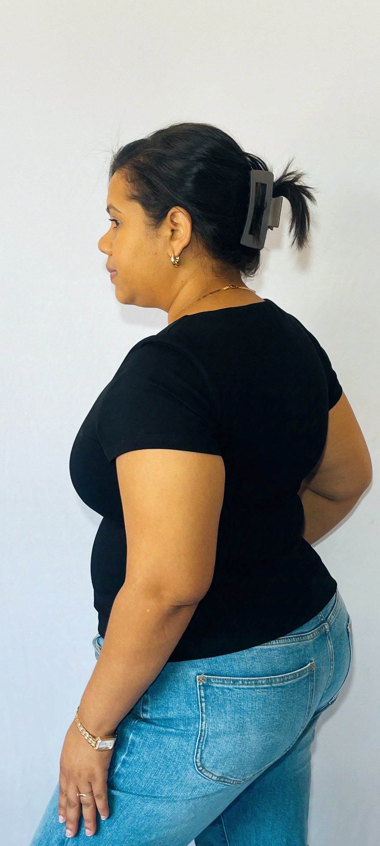 Bella Buttery V Neck Short Sleeve Black