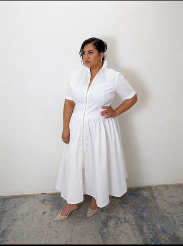 Irene Gold Dress White