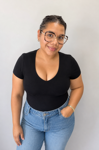 Bella Buttery V Neck Short Sleeve Black