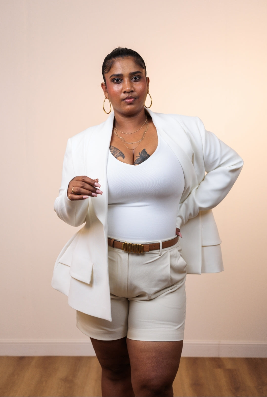 Bella Buttery V Neck Short Sleeve White