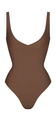 HONI SCULT SEAMLESS V NECK SHAPEWEAR BROWN THONG